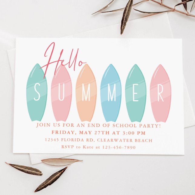 Summer Party End of School Year Party Celebration Invitation (Creator Uploaded)