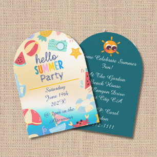 Summer Party Festival Birthday Colourful Beach Invitation