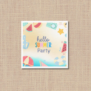 Summer Party Festival Birthday Colourful Beach  Napkin