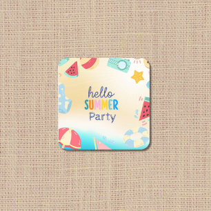 Summer Party Festival Birthday Colourful Beach Square Paper Coaster