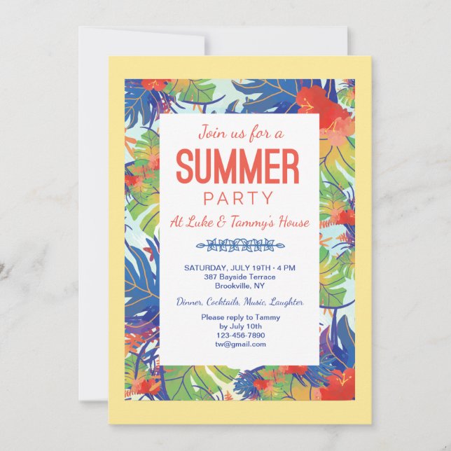 Summer Party Foliage Invitation (Front)