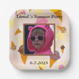 Summer party ice cream paper plate