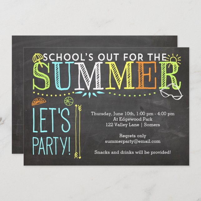 Summer Party Invitation-School's Out Invitation (Front/Back)