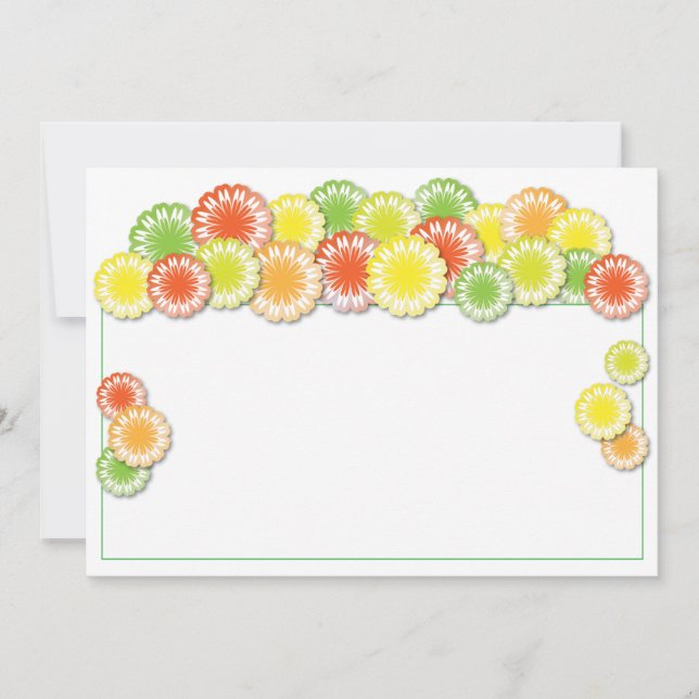 Summer Party Invitation | Yellow/Orange/Lime Daisy (Front)