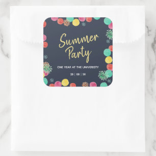 Summer Party Lampions Invitation Square Sticker