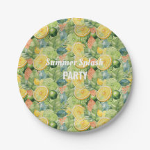Summer Party Lemon Lime Floral Plates