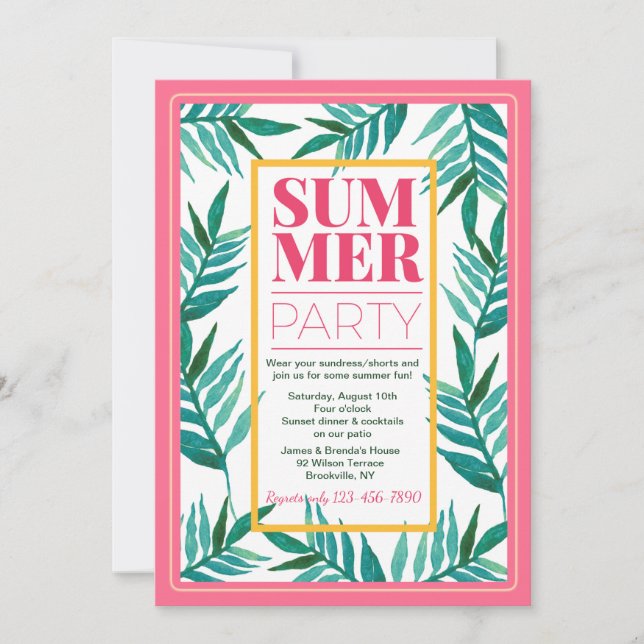 Summer Party Palms Invitation (Front)