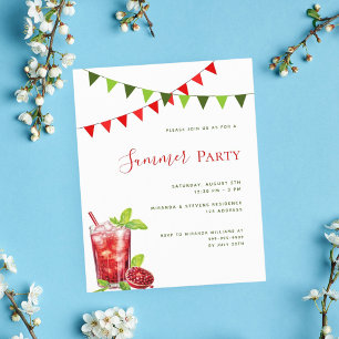 Summer party red drink outdoor invitation