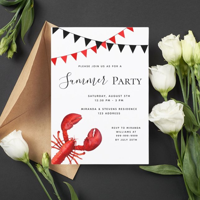 Summer party red lobster beach outdoor invitation (Creator Uploaded)