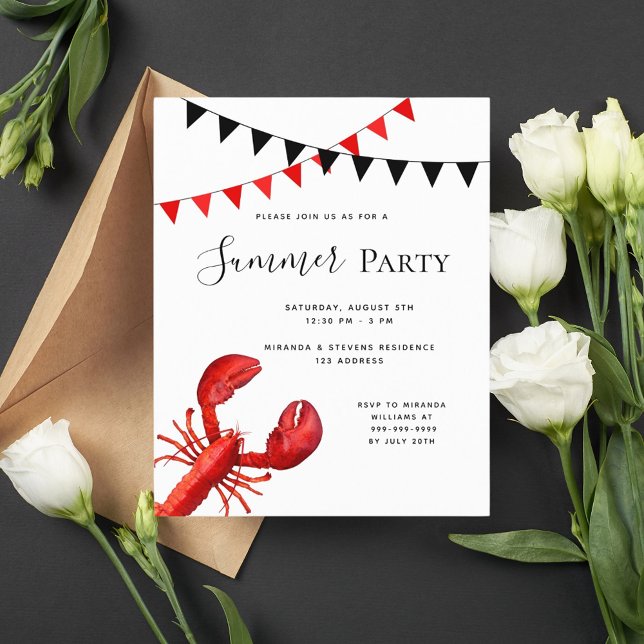 Summer party red lobster budget invitation (Creator Uploaded)