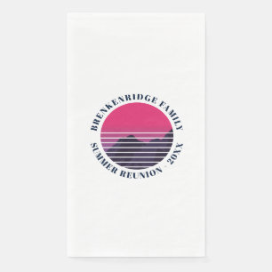 Summer Party Retro Sunset Mountains Custom Napkin