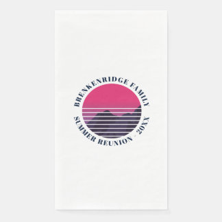 Summer Party Retro Sunset Mountains Custom Napkin
