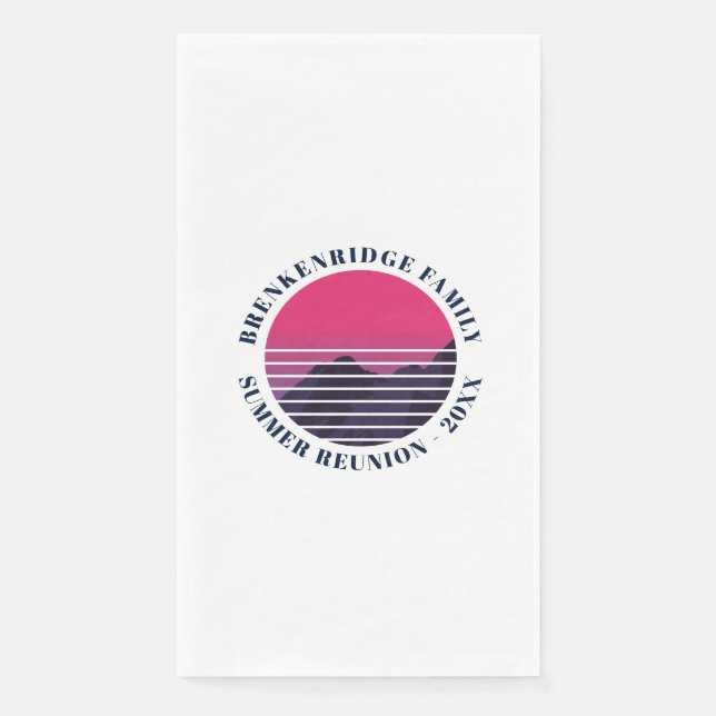 Summer Party Retro Sunset Mountains Custom Napkin (Front)