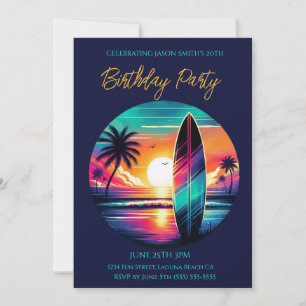 Summer Party-Sunset Surfboard Vibes- Invitation