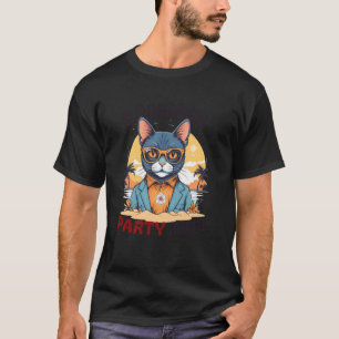 Summer Party' Time. Fanny Cool CAT Tropical Appare T-Shirt