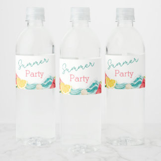 Summer Party Water Bottle Label