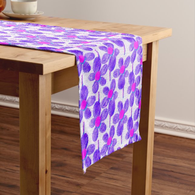 Summer Pastel Chalk Floral Table Runner (In Situ)