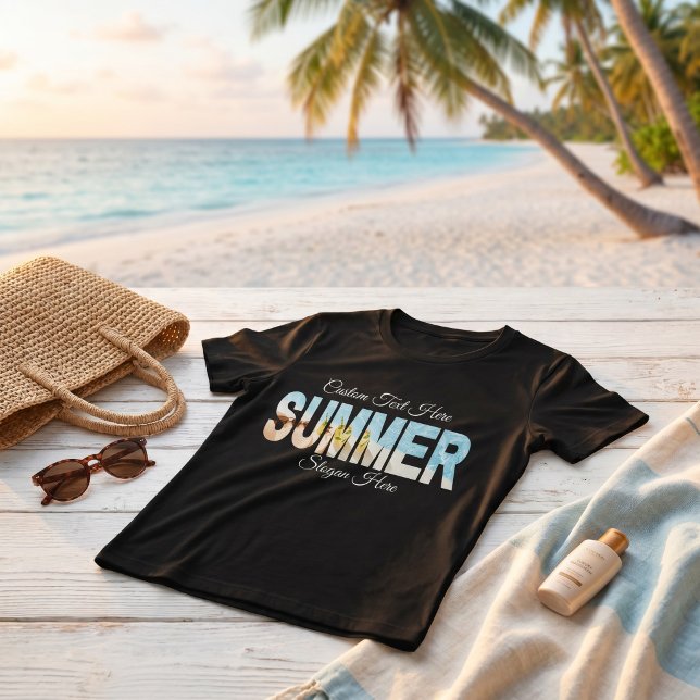Summer Pastel Coastal Vacation Custom Text Tee (Summer Pastel Coastal Vacation Custom Text Tee)