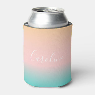 Summer Pastel Gradient Personalised Script Name Can Cooler