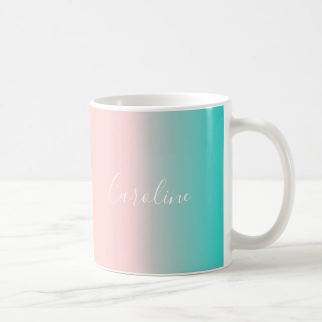 Summer Pastel Gradient | Personalised Script Name  Coffee Mug (Right)