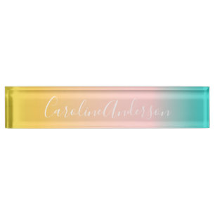 Summer Pastel Gradient   Personalised Script Name  Nameplate