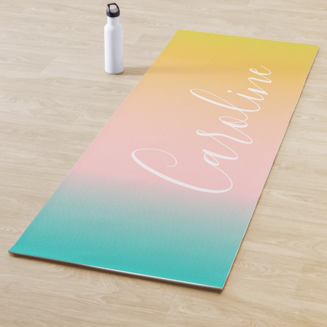 Summer Pastel Gradient | Personalised Script Name Yoga Mat (In Situ)