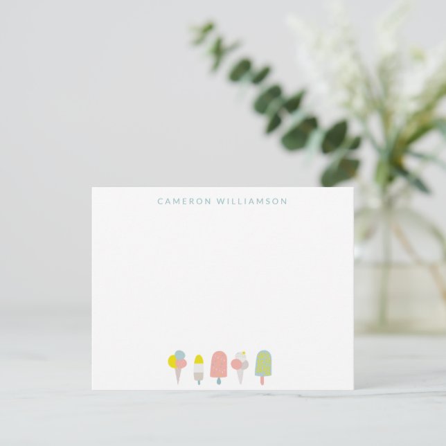 Summer Pastel Ice Cream Personalised Stationery  Card (Standing Front)