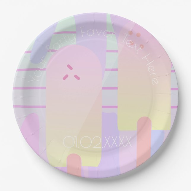 Summer Pastel Ombre Ice Pops Paper Plate (Front)
