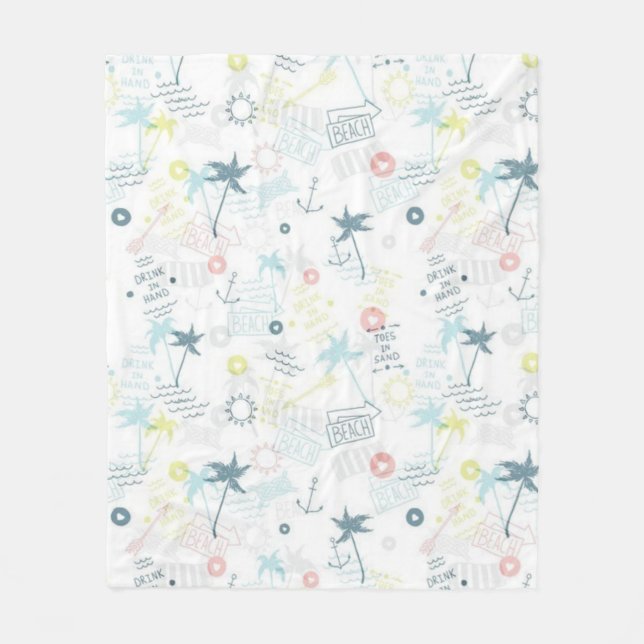Summer pattern fleece blanket (Front)