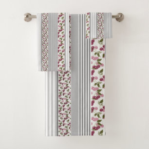 summer pattern of stripes of multi-coloured fabric bath towel set