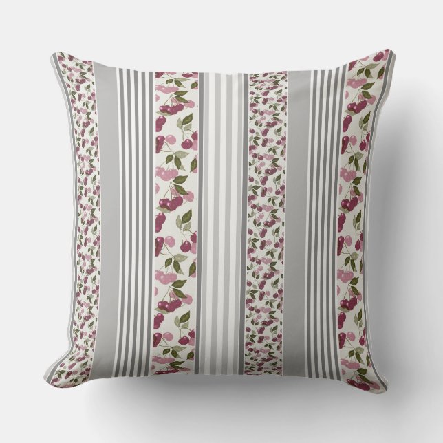summer pattern of stripes of multi-coloured fabric cushion (Front)