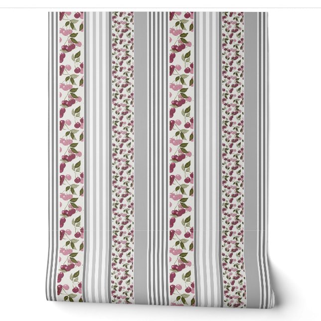 summer pattern of stripes of multi-coloured fabric wallpaper (Unrolling)