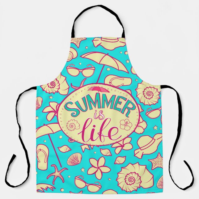 Summer pattern on turquoise background: umbrella,s apron (Front)
