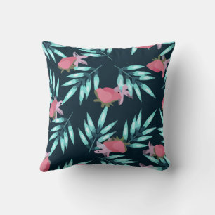 Summer Pattern Palm Leaves Pink Cushion