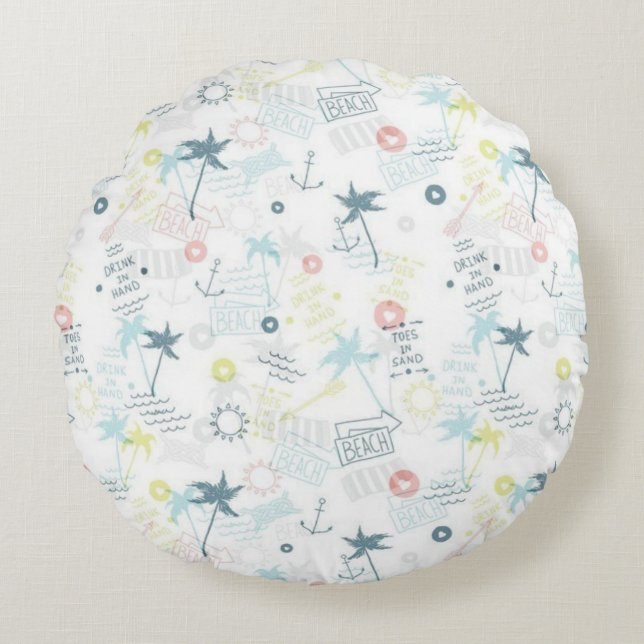 Summer pattern round cushion (Front)
