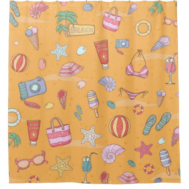 Summer pattern shower curtain (Front)
