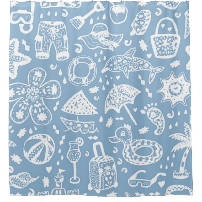 Summer pattern shower curtain (Front)