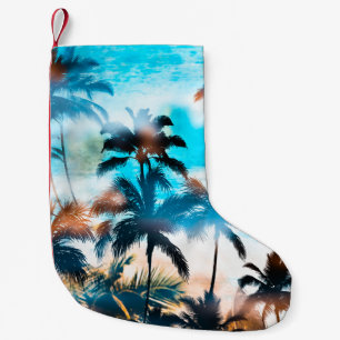 Summer pattern, tropical trees, sky. small christmas stocking