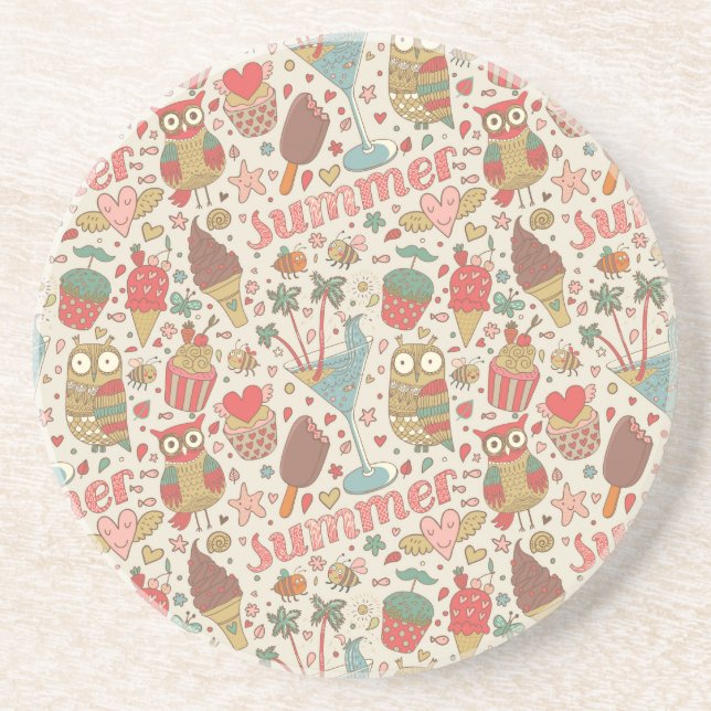 Summer Pattern With Ice Cream Coaster (Front)