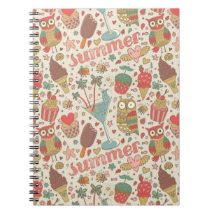 Summer Pattern With Ice Cream Notebook
