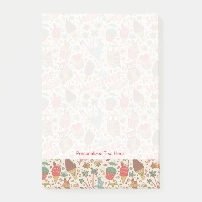 Summer Pattern With Ice Cream Post-it Notes (Front)