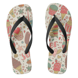 Summer Pattern With Ice Cream Thongs