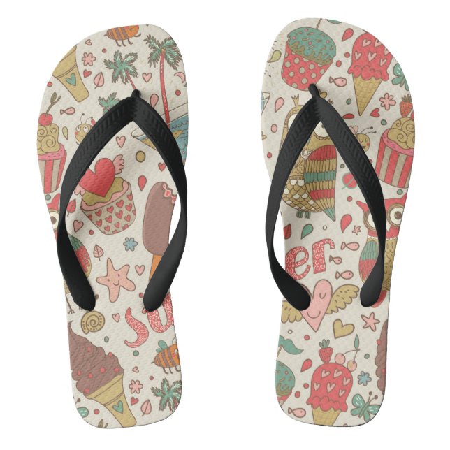 Summer Pattern With Ice Cream Thongs (Footbed)