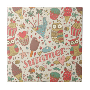 Summer Pattern With Ice Cream Tile