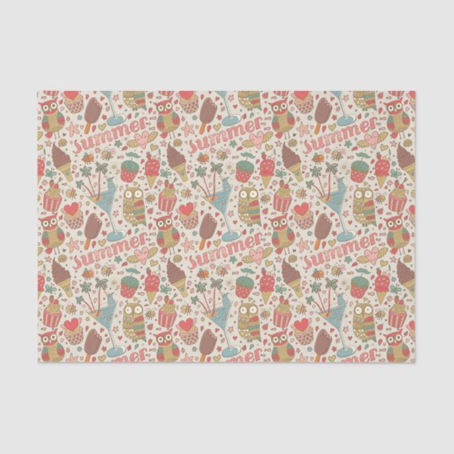 Summer Pattern With Ice Cream Tissue Paper (Front)