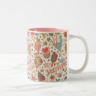 Summer Pattern With Ice Cream Two-Tone Coffee Mug