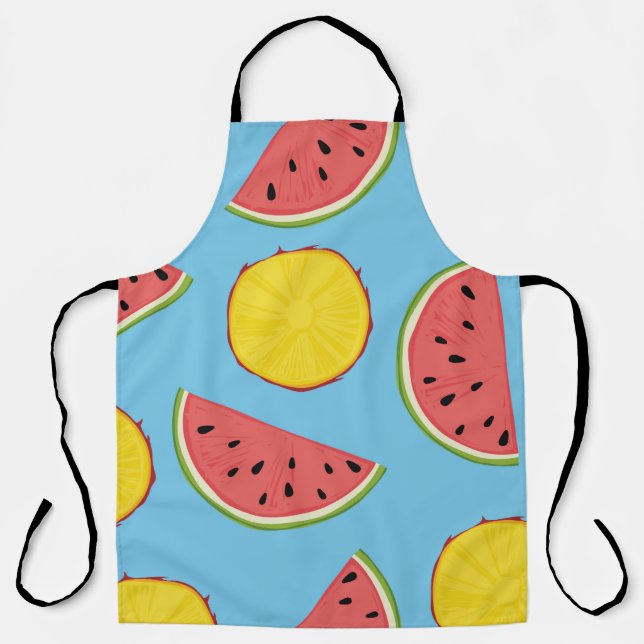 Summer pattern with pineapple and watermelonart,ba apron (Front)
