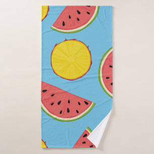 Summer pattern with pineapple and watermelonart,ba bath towel