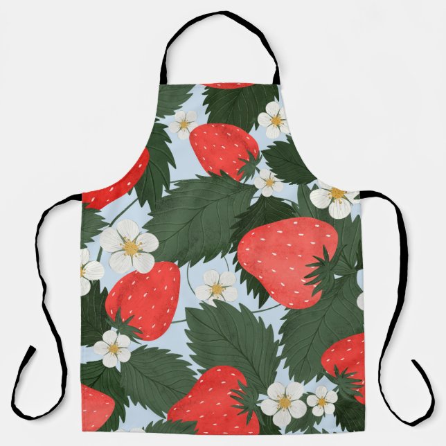 Summer pattern with strawberries. Strawberries lea Apron (Front)