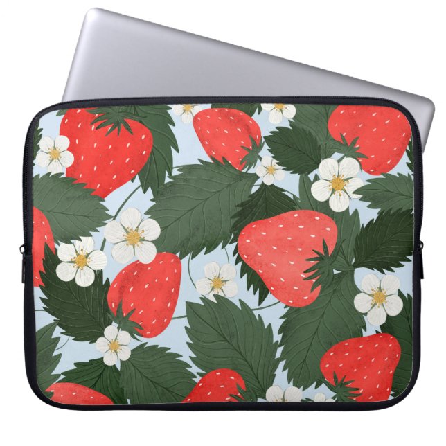 Summer pattern with strawberries. Strawberries lea Laptop Sleeve (Front)